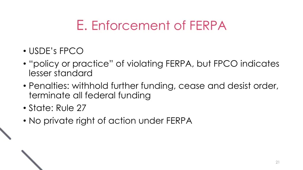 e enforcement of ferpa