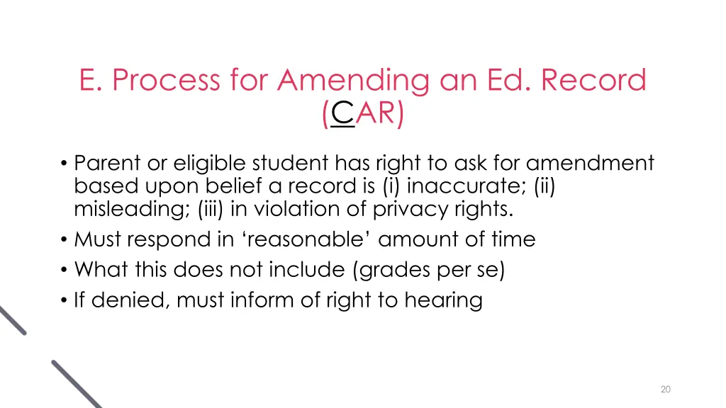 e process for amending an ed record car