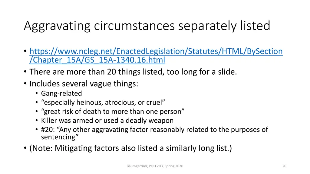 aggravating circumstances separately listed