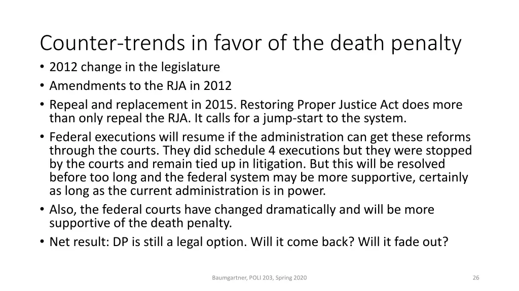counter trends in favor of the death penalty 2012
