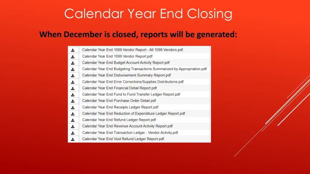calendar year end closing