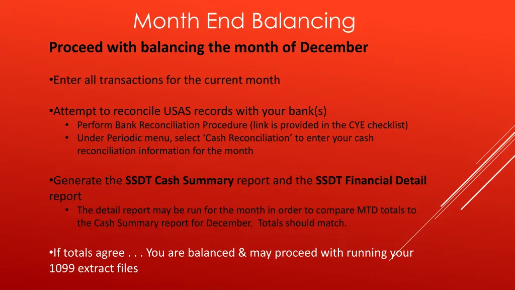 month end balancing proceed with balancing