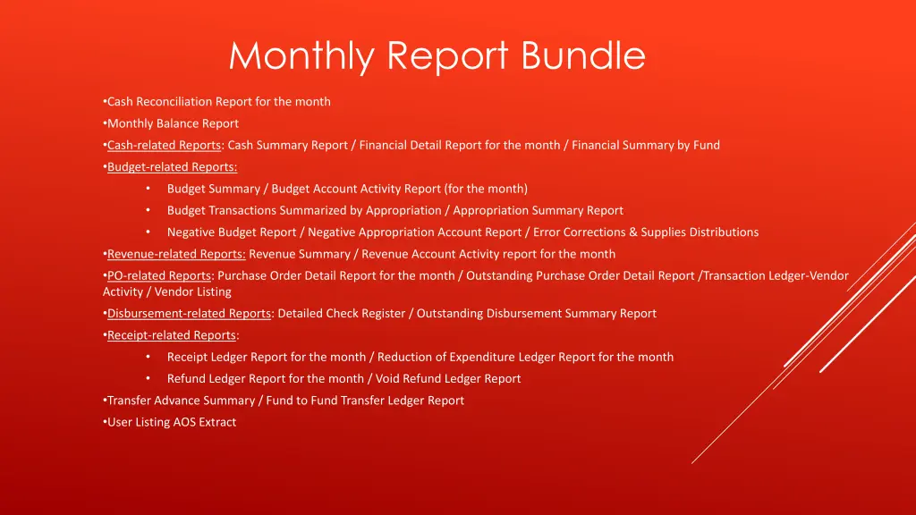 monthly report bundle