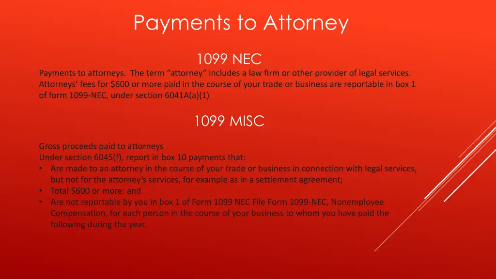 payments to attorney