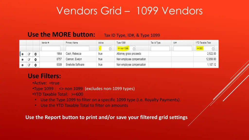 vendors grid 1099 vendors