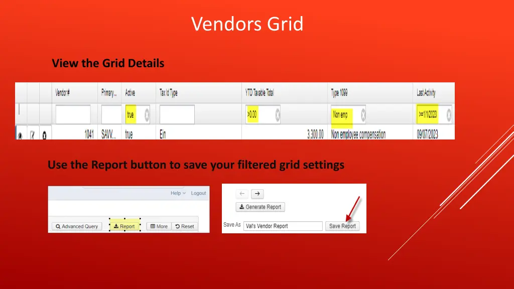 vendors grid