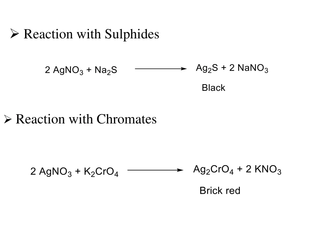 reaction with sulphides