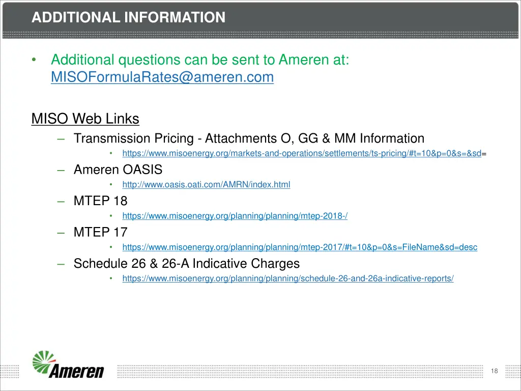 additional information