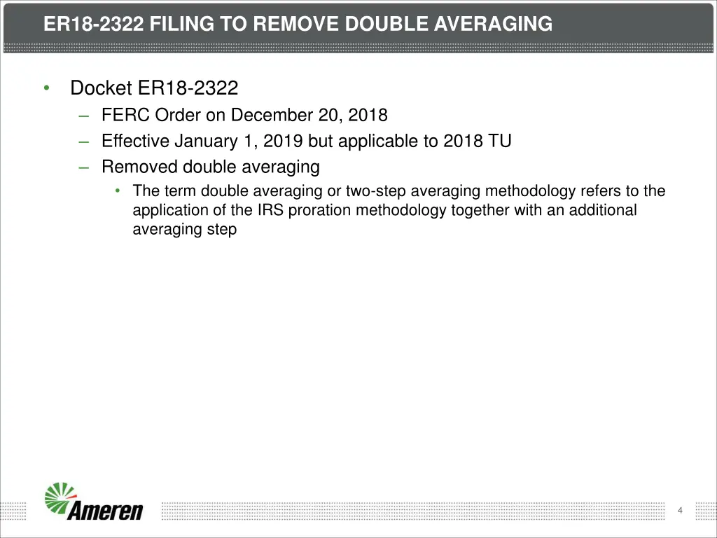 er18 2322 filing to remove double averaging