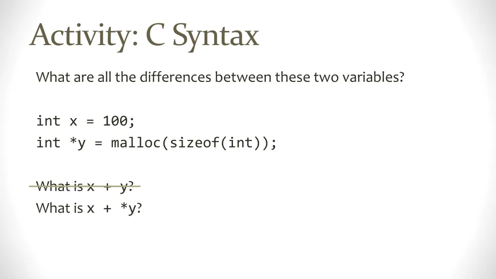 activity c syntax
