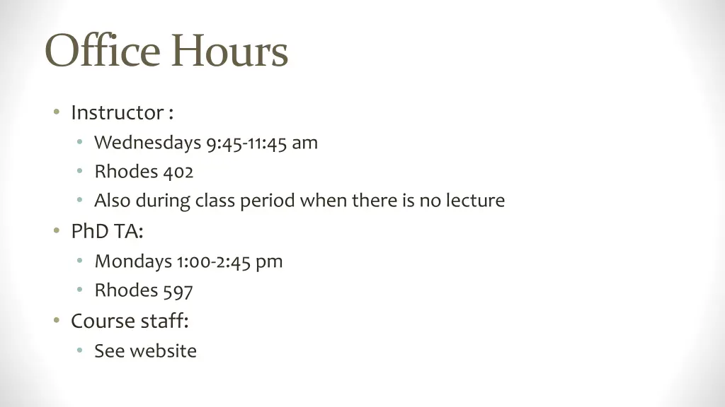office hours