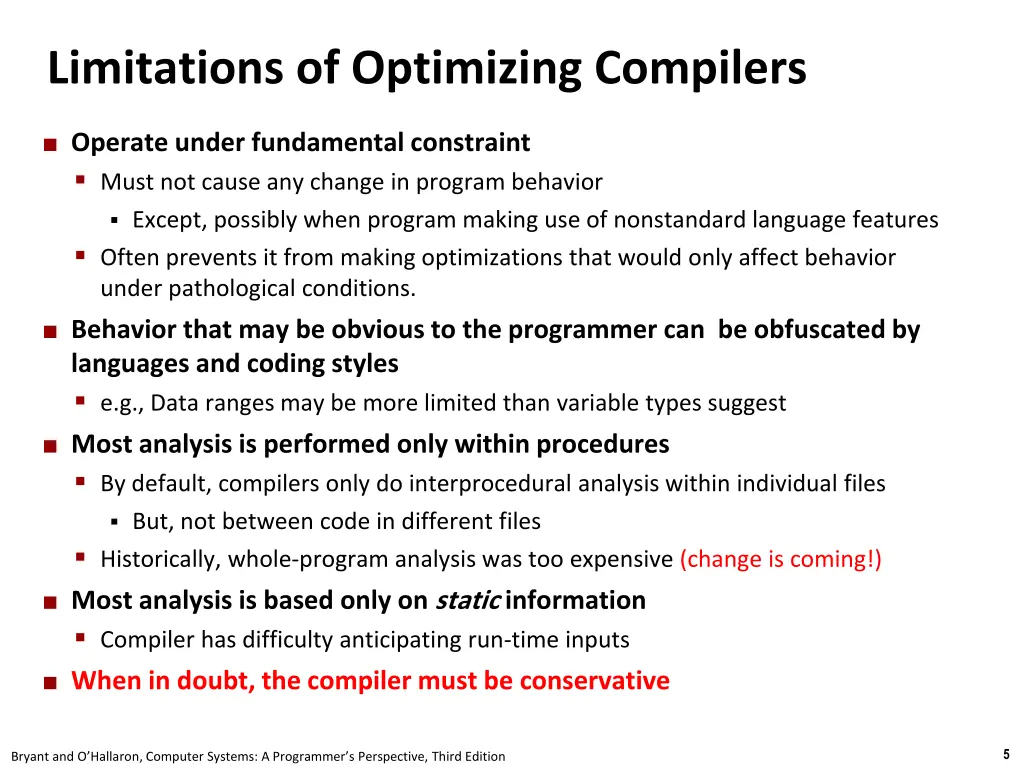 limitations of optimizing compilers