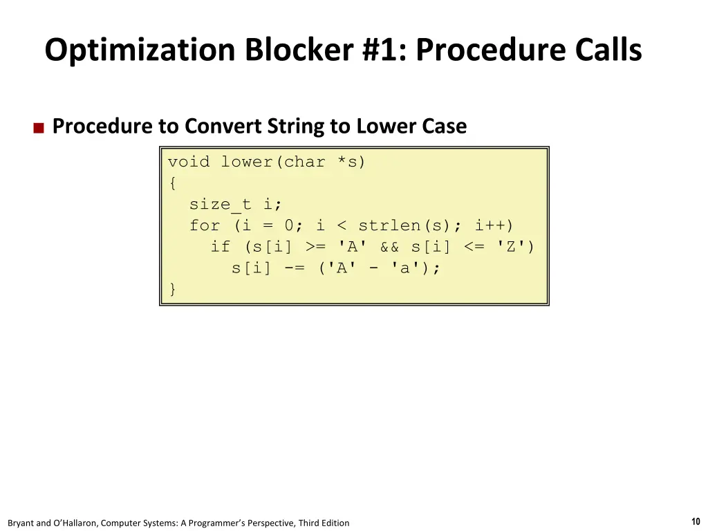 optimization blocker 1 procedure calls