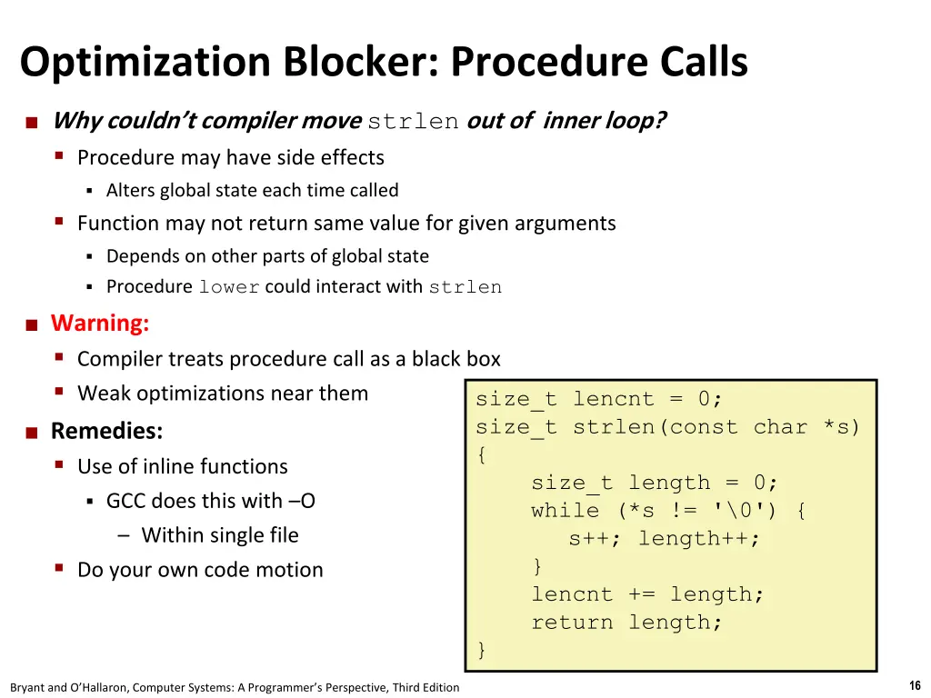 optimization blocker procedure calls