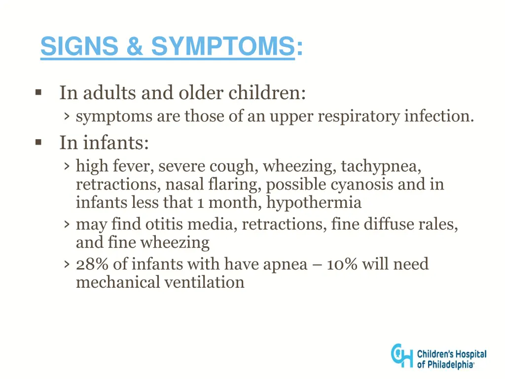 signs symptoms