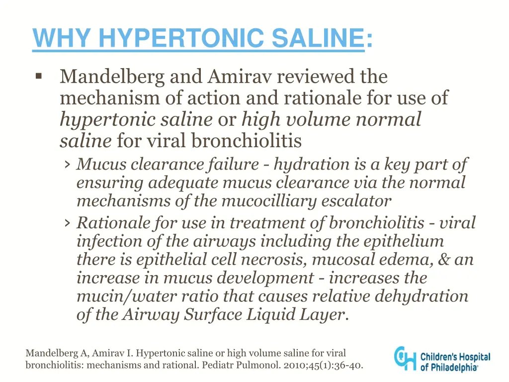 why hypertonic saline