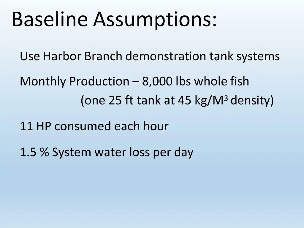 baseline assumptions
