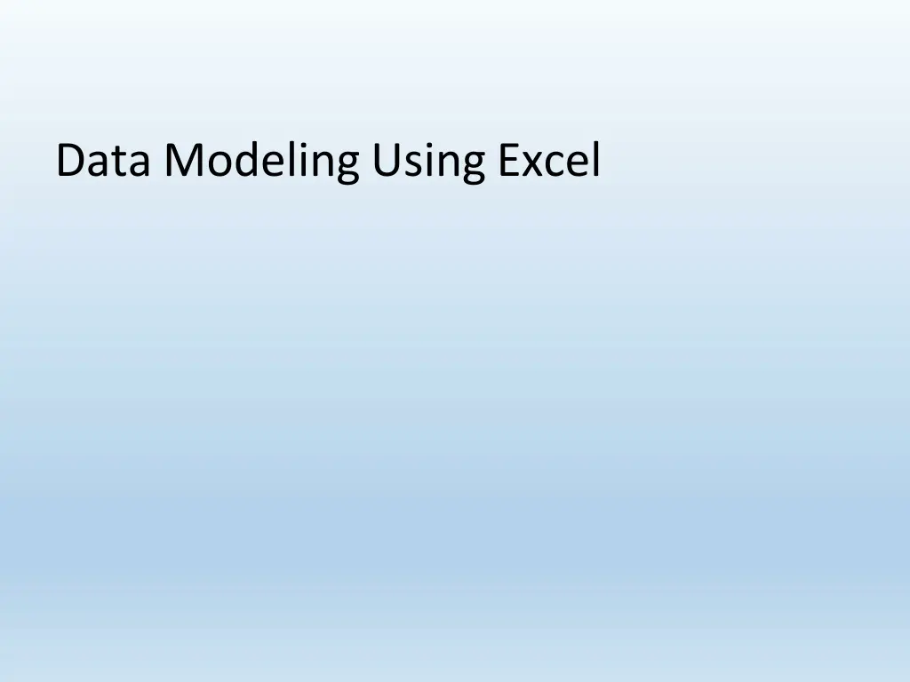 data modeling using excel