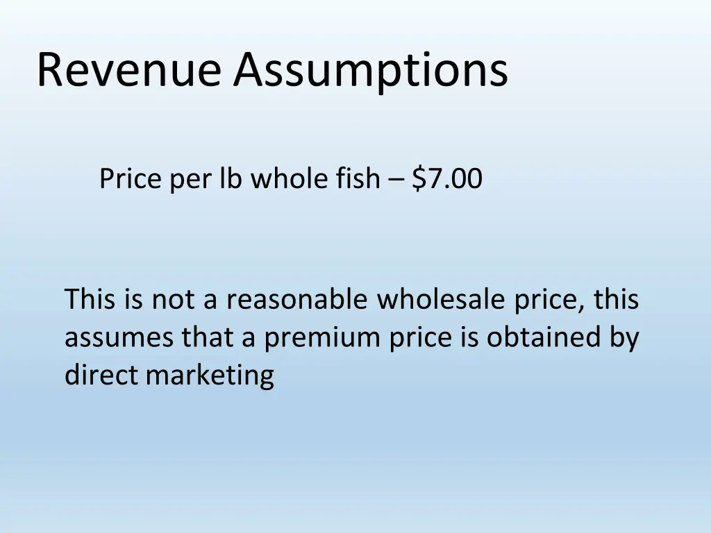 revenue assumptions
