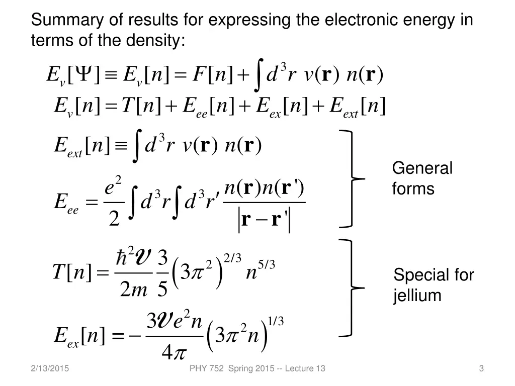 summary of results for expressing the electronic