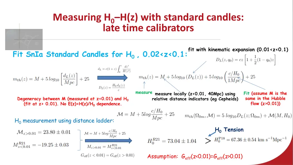 measuring h 0 h z with standard candles late time