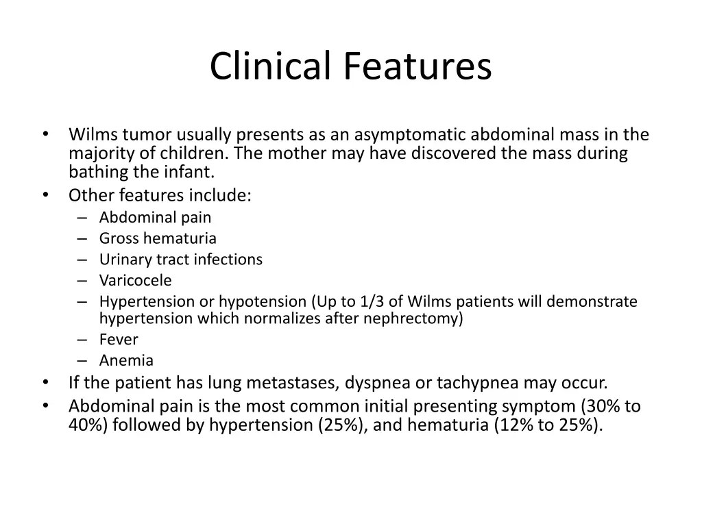 clinical features
