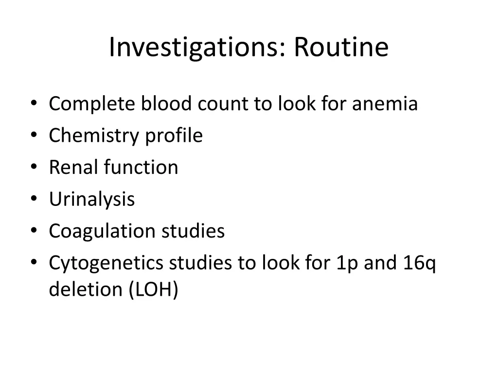 investigations routine