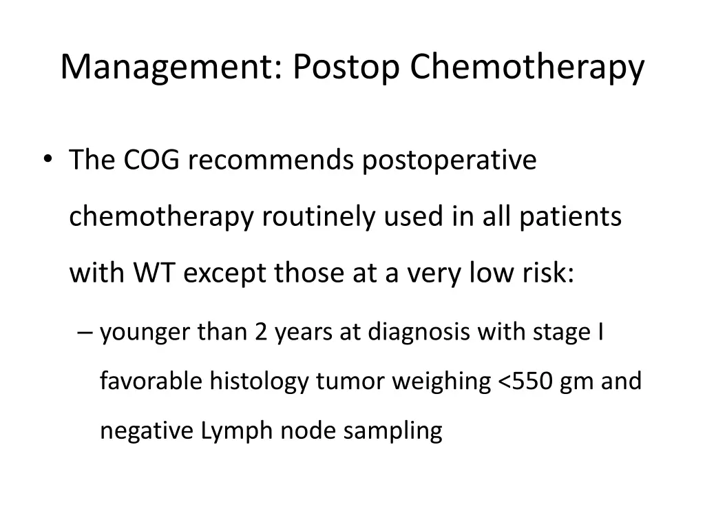 management postop chemotherapy