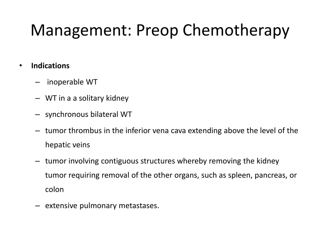 management preop chemotherapy