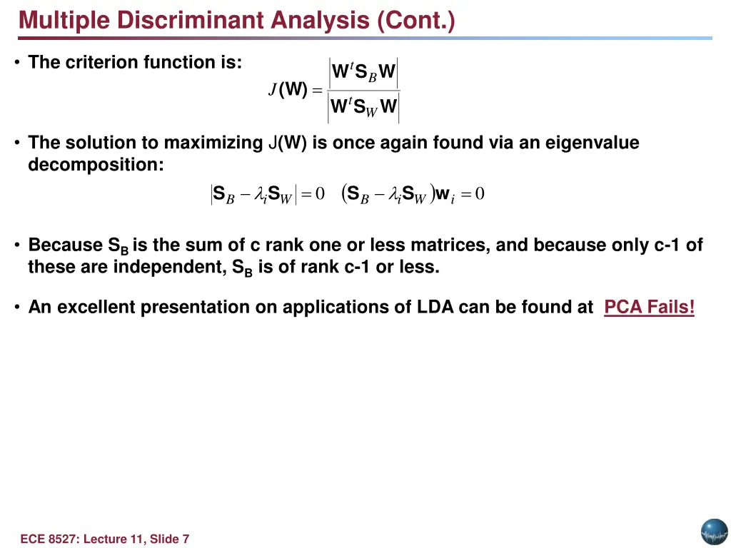 multiple discriminant analysis cont