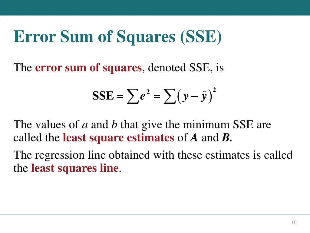 error sum of squares sse