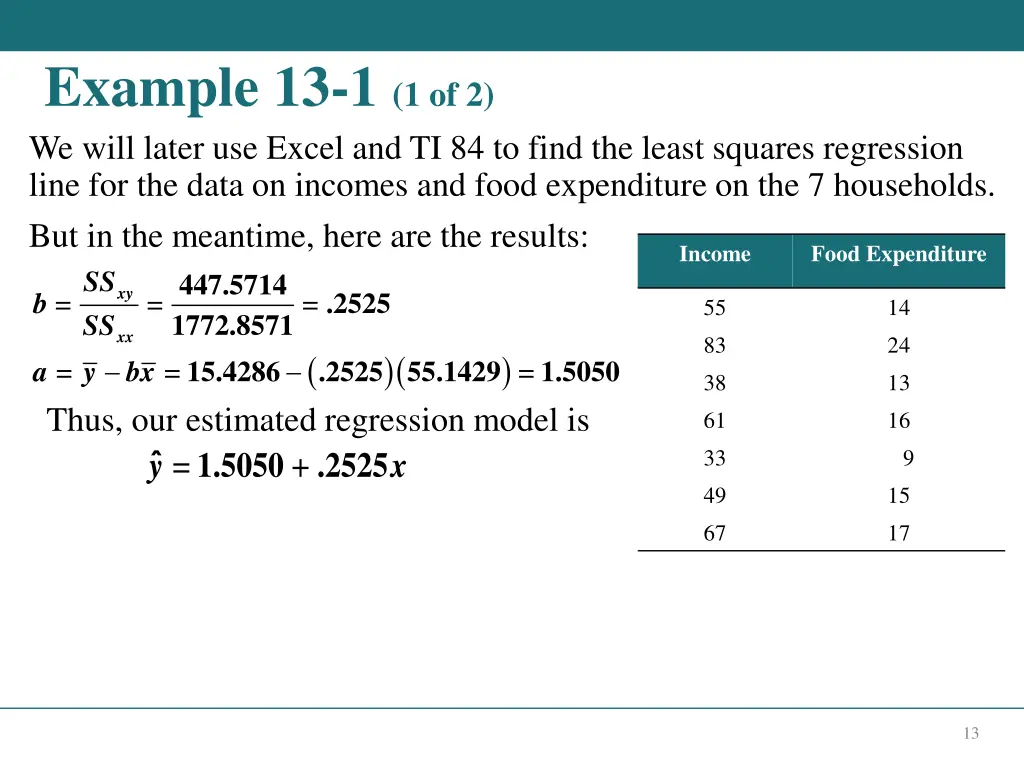 example 13 1 1 of 2 we will later use excel