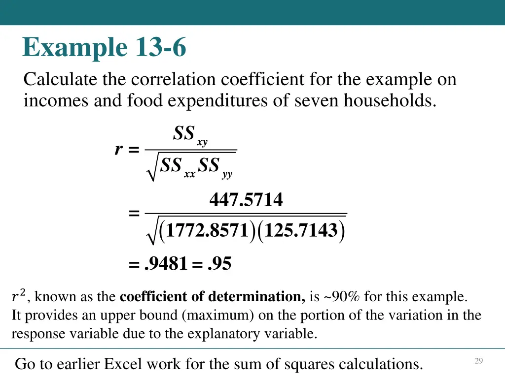 example 13 6 calculate the correlation