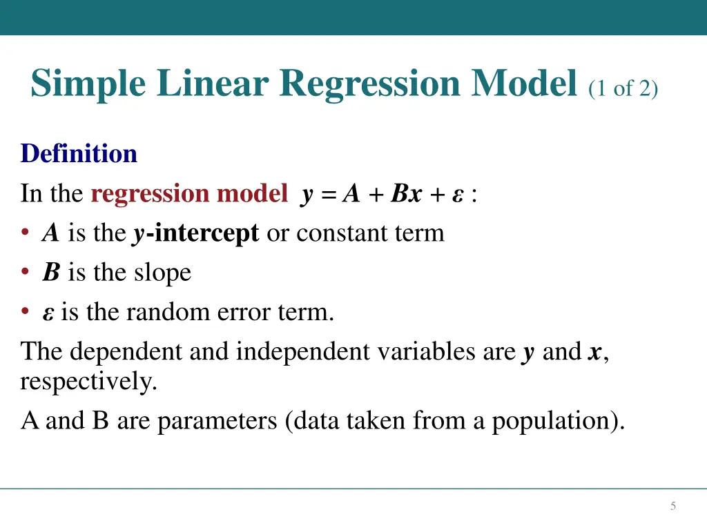 simple linear regression model 1 of 2