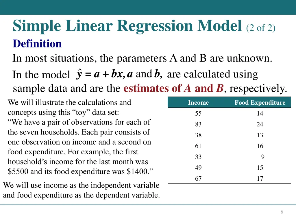 simple linear regression model 2 of 2 definition