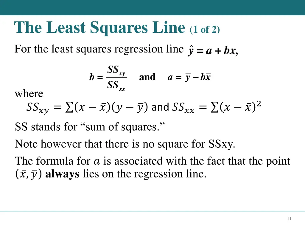 the least squares line 1 of 2 for the least