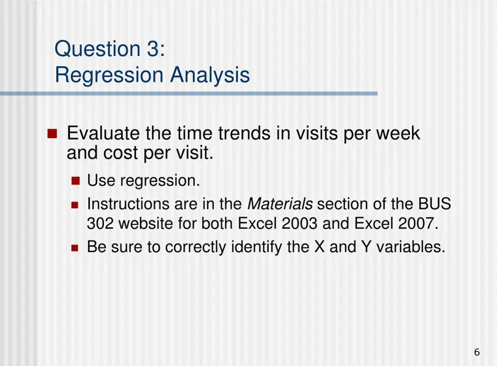 question 3 regression analysis