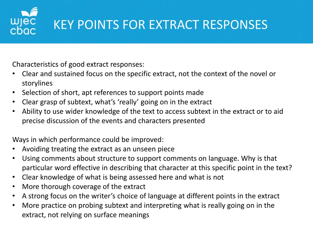 key points for extract responses