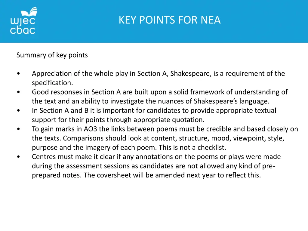 key points for nea