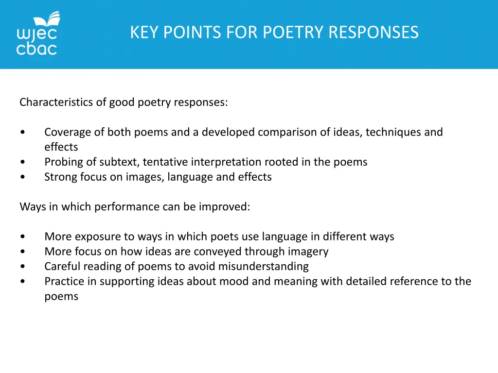 key points for poetry responses