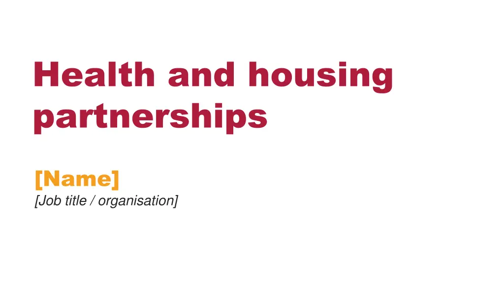health and housing partnerships