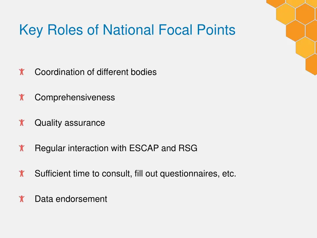 key roles of national focal points