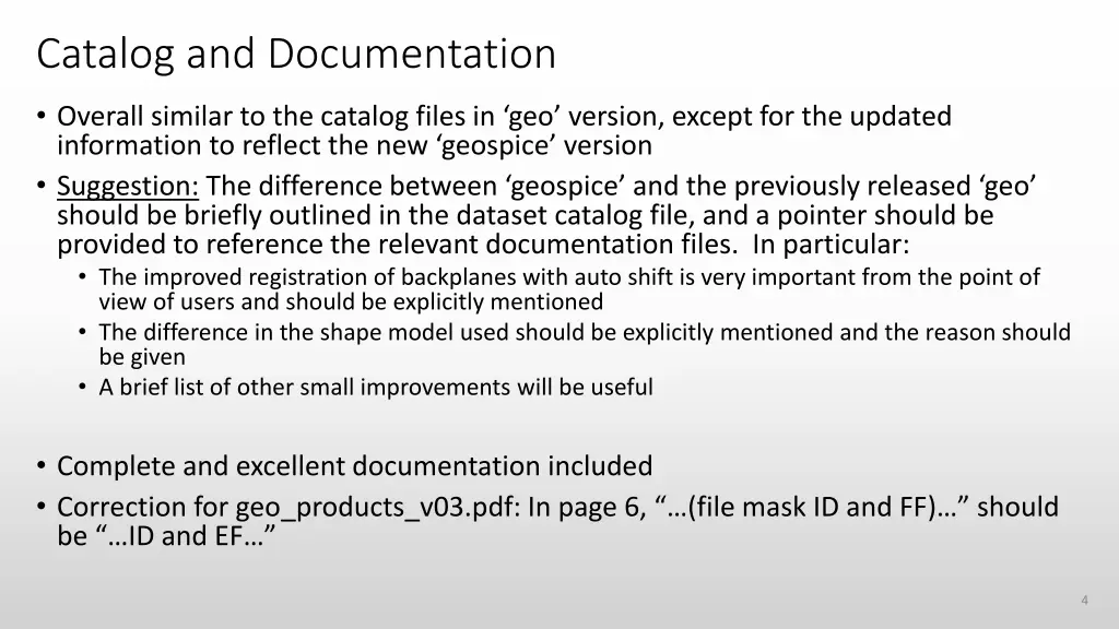 catalog and documentation