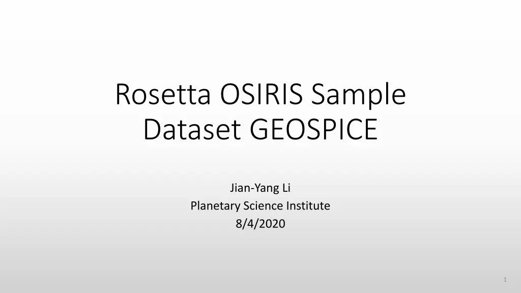 rosetta osiris sample dataset geospice