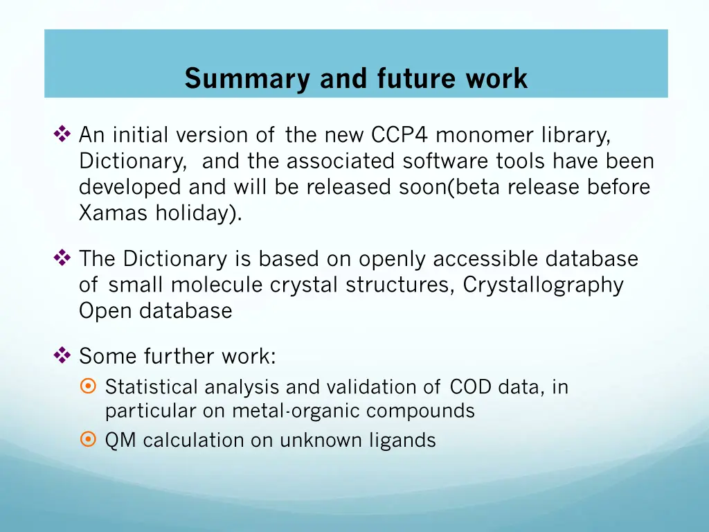 summary and future work