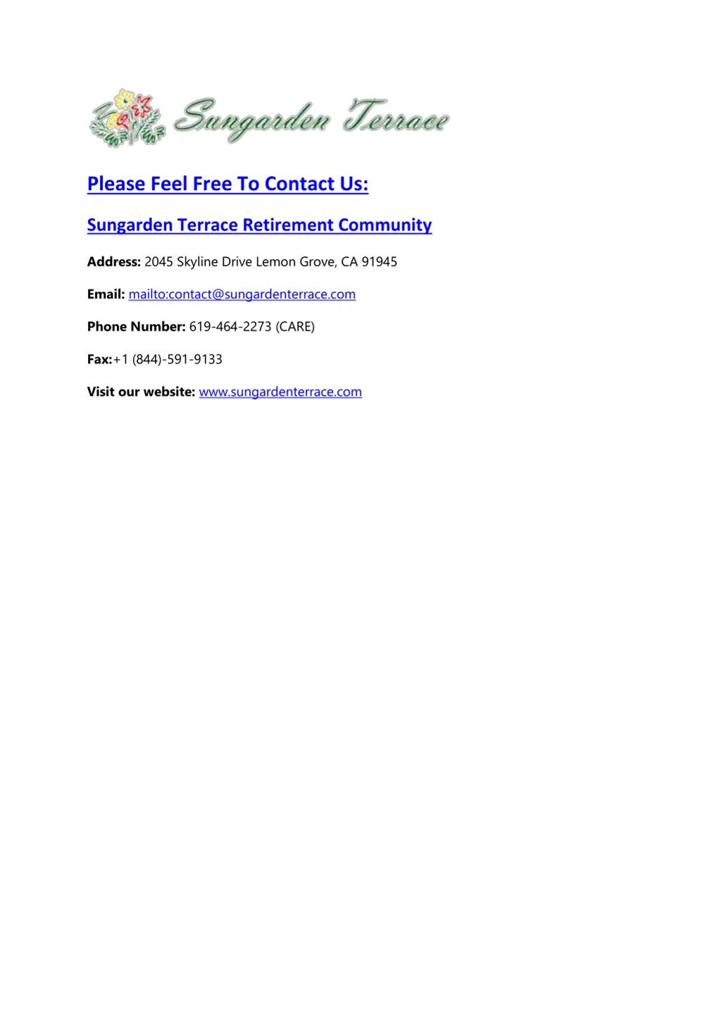 please feel free to contact us