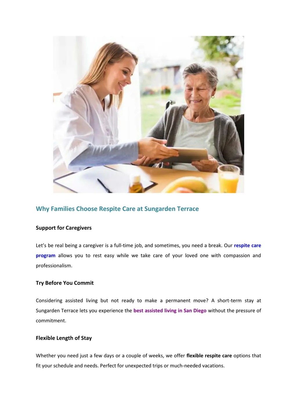 why families choose respite care at sungarden