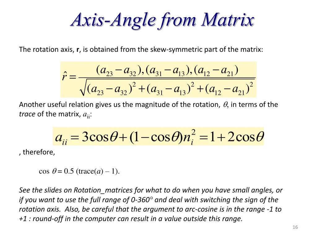 axis angle from matrix