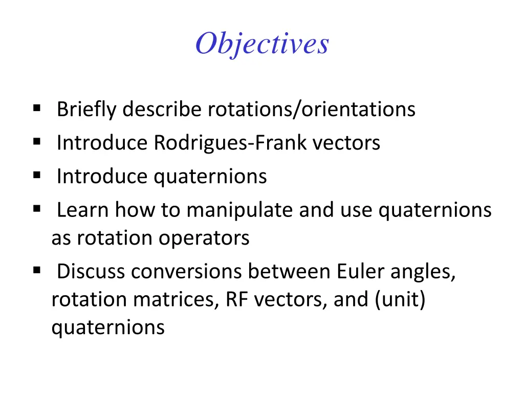 objectives