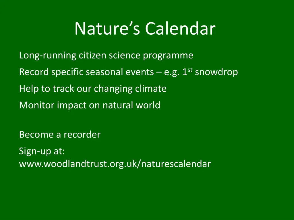 nature s calendar